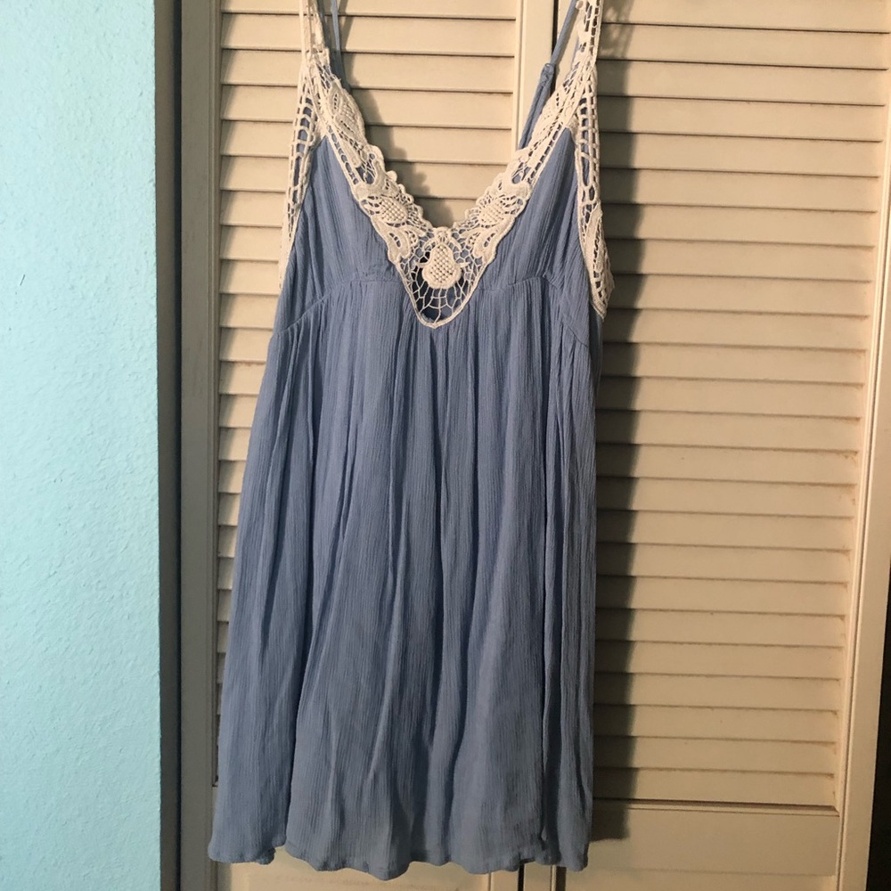 Lace Strap Blue Summer Dress